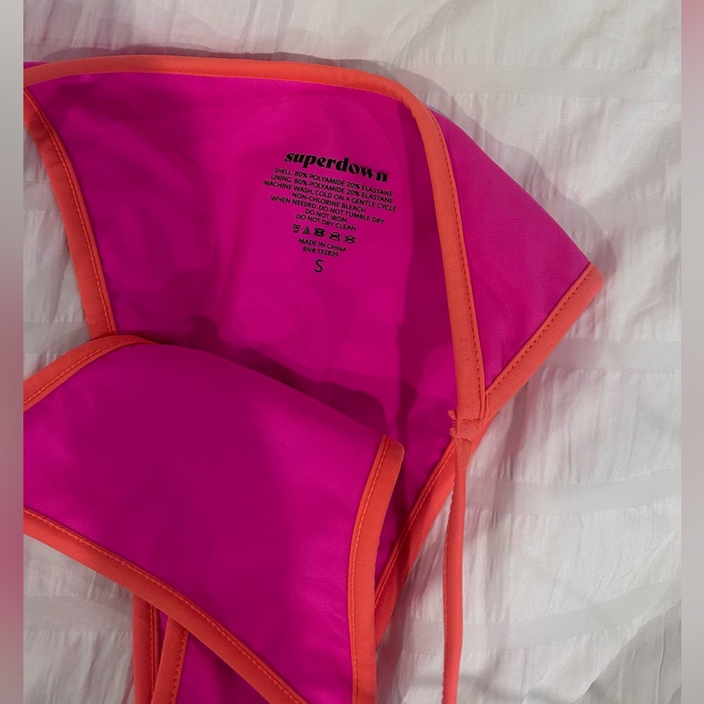 superdown Gianna Neon Pink & Orange Bikini Set XS/S - Picture 8 of 8